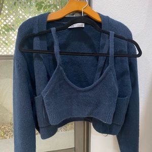 ZARA cardigan and crop top 2-piece set